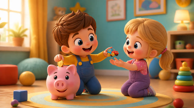 Scene 6 - Save, Spend & Share | The Magic Piggy Bank Song for Kids