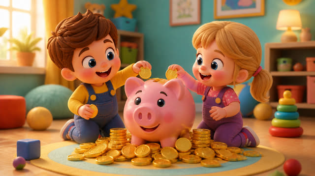 Scene 8 - Save, Spend & Share | The Magic Piggy Bank Song for Kids