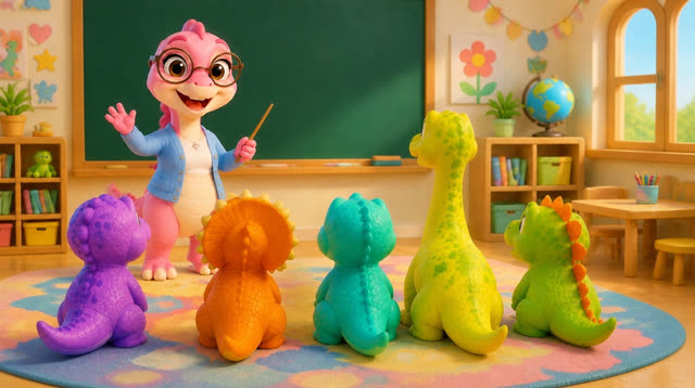 Scene 1 - Five Little Dinos Learn the ABCs | N to Z