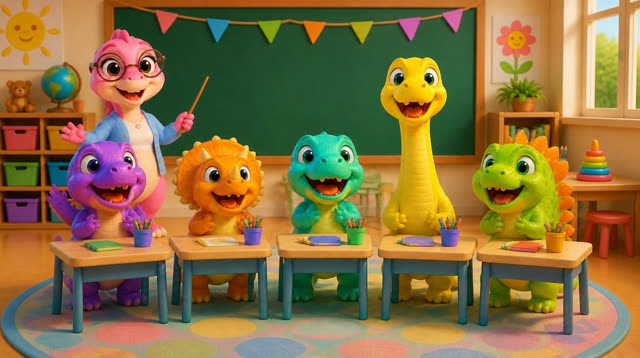 Scene 11 - Five Little Dinos Learn the ABCs | N to Z