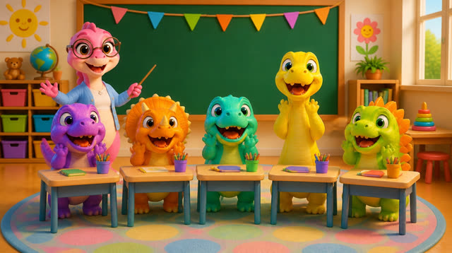 Scene 14 - Five Little Dinos Learn the ABCs | N to Z