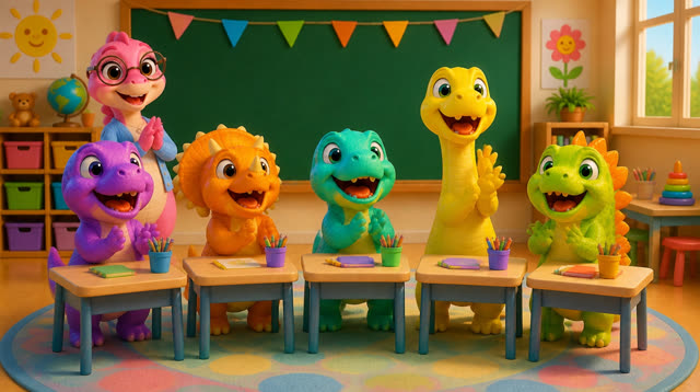 Scene 16 - Five Little Dinos Learn the ABCs | N to Z