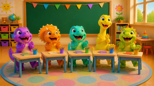 Scene 27 - Five Little Dinos Learn the ABCs | N to Z