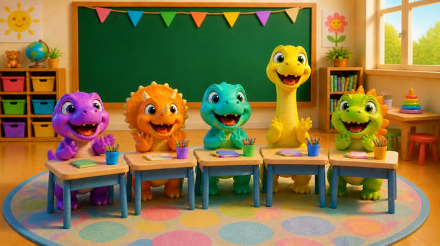 Scene 33 - Five Little Dinos Learn the ABCs | N to Z