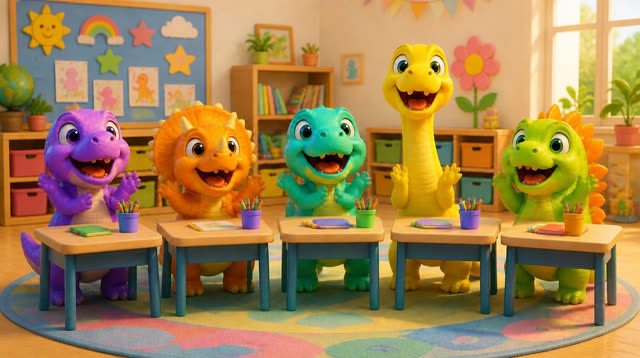 Scene 35 - Five Little Dinos Learn the ABCs | N to Z