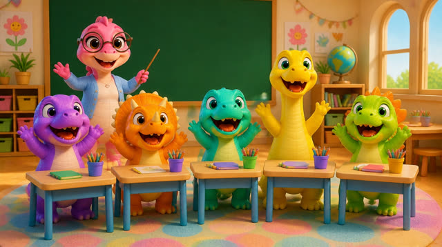 Scene 37 - Five Little Dinos Learn the ABCs | N to Z