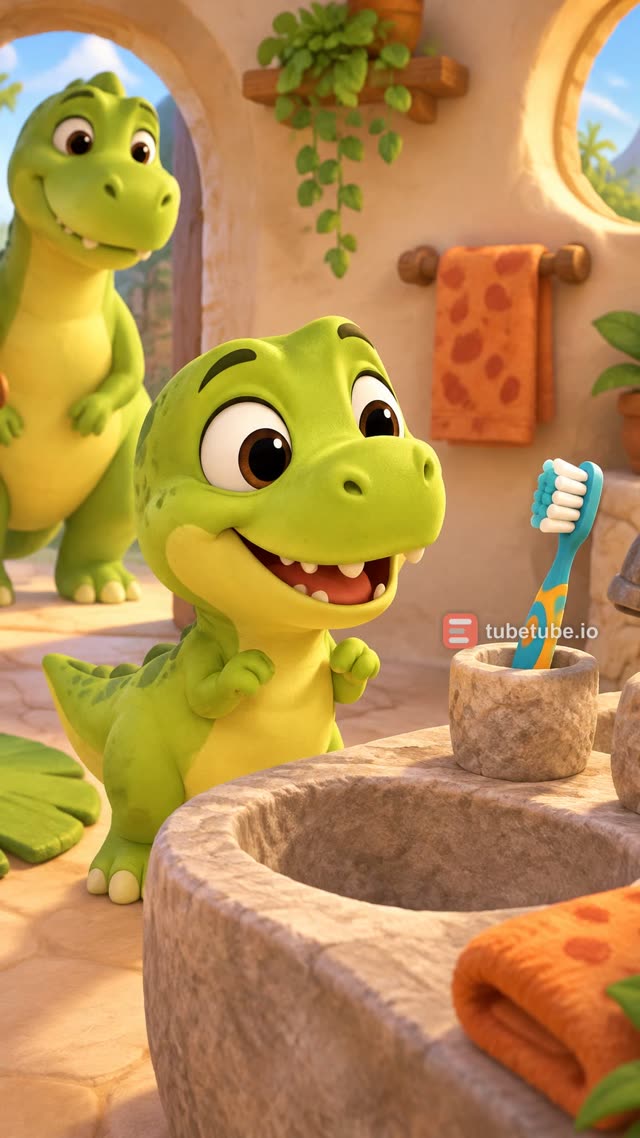 Scene 1 - Dinosaur, Dinosaur, Brush your teeth!