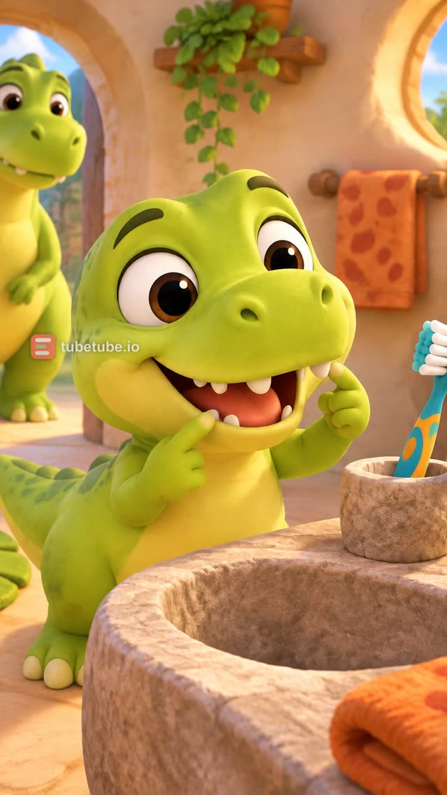 Scene 2 - Dinosaur, Dinosaur, Brush your teeth!