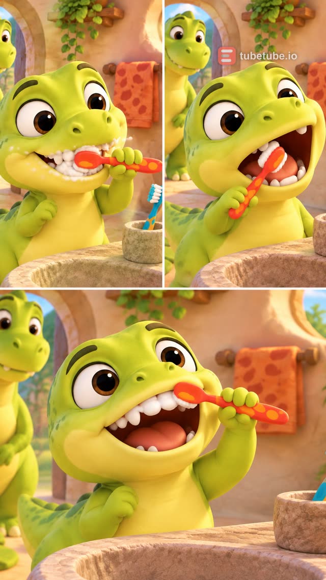 Scene 7 - Dinosaur, Dinosaur, Brush your teeth!