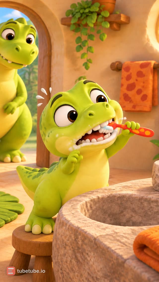 Scene 9 - Dinosaur, Dinosaur, Brush your teeth!