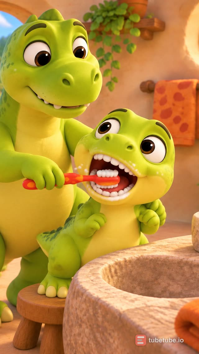 Scene 10 - Dinosaur, Dinosaur, Brush your teeth!
