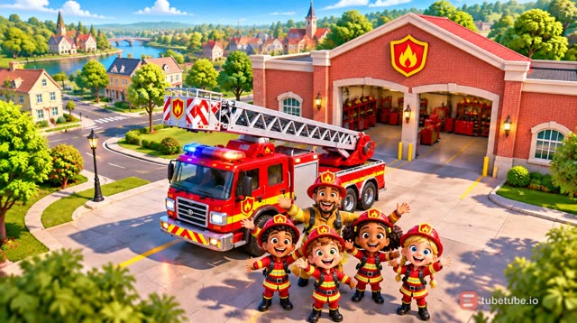 Scene 1 - 🚒 Pin-Pon, les petits pompiers ! 🎶 | Chanson des Pompiers pour Enfants | Comptine 3-5 Ans