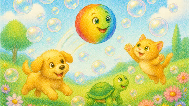 Scene 18 - The Bouncing Rainbow Ball
