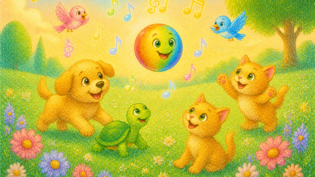 Scene 23 - The Bouncing Rainbow Ball