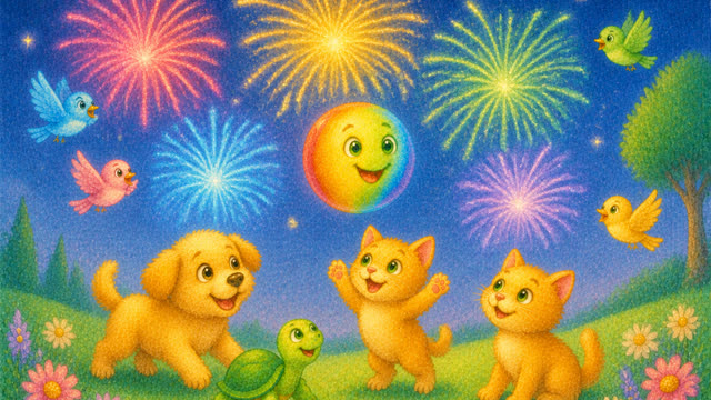 Scene 25 - The Bouncing Rainbow Ball