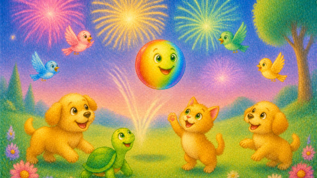 Scene 26 - The Bouncing Rainbow Ball