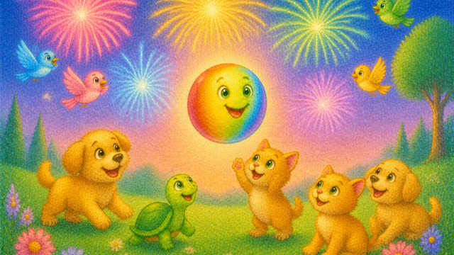 Scene 27 - The Bouncing Rainbow Ball