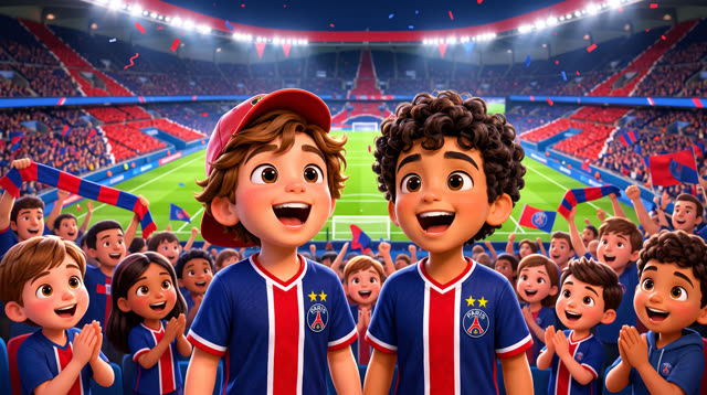 Scene 12 - Noah & Mehdi découvrent le PSG 🔴🔵 | Une soirée au Parc | Lala Kids Planet