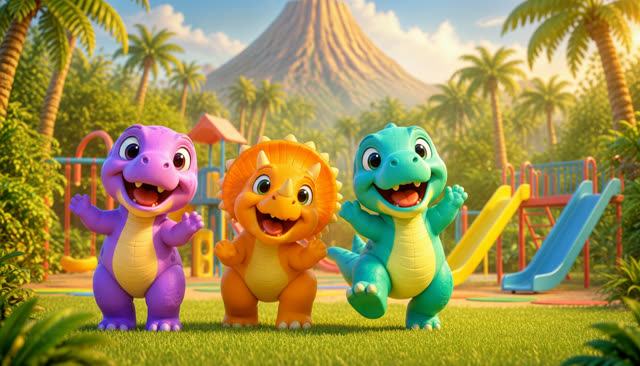 Scene 1 - Five Little Dinos at the Playground