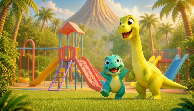 Scene 2 - Five Little Dinos at the Playground