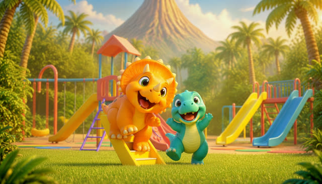 Scene 3 - Five Little Dinos at the Playground