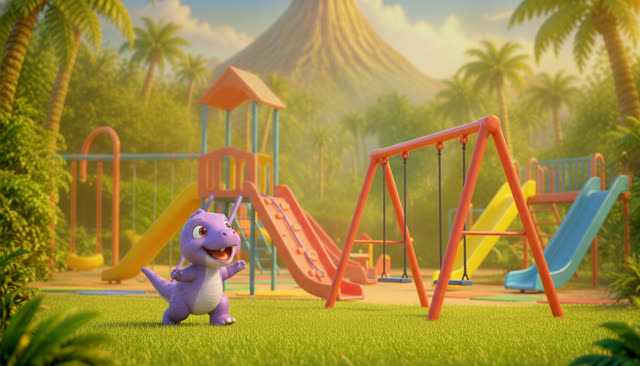 Scene 7 - Five Little Dinos at the Playground
