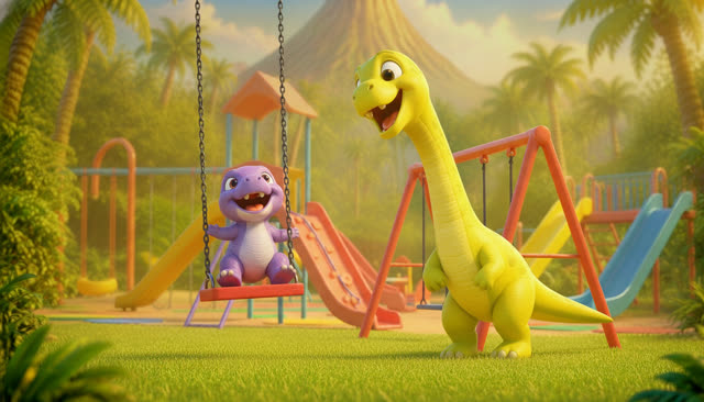 Scene 9 - Five Little Dinos at the Playground