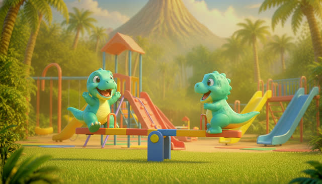 Scene 11 - Five Little Dinos at the Playground