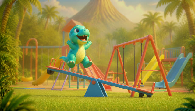 Scene 12 - Five Little Dinos at the Playground