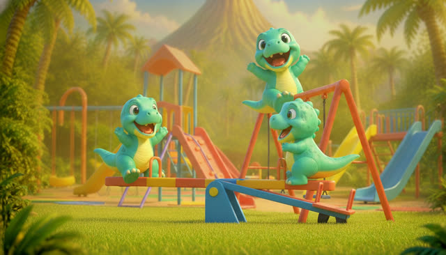 Scene 13 - Five Little Dinos at the Playground