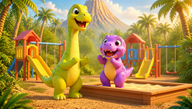 Scene 15 - Five Little Dinos at the Playground