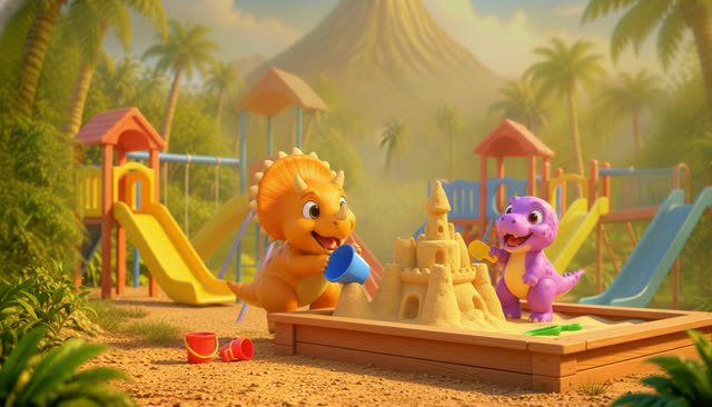 Scene 18 - Five Little Dinos at the Playground