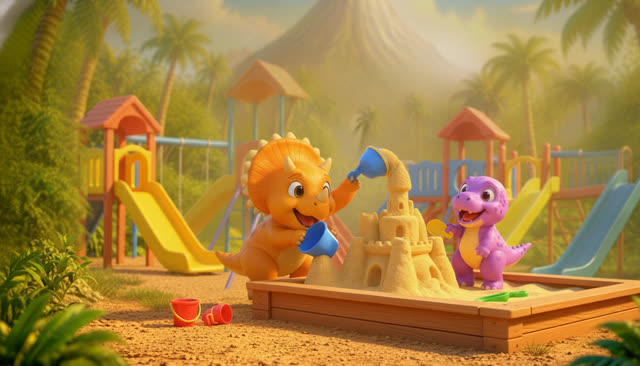 Scene 19 - Five Little Dinos at the Playground