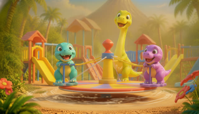 Scene 22 - Five Little Dinos at the Playground