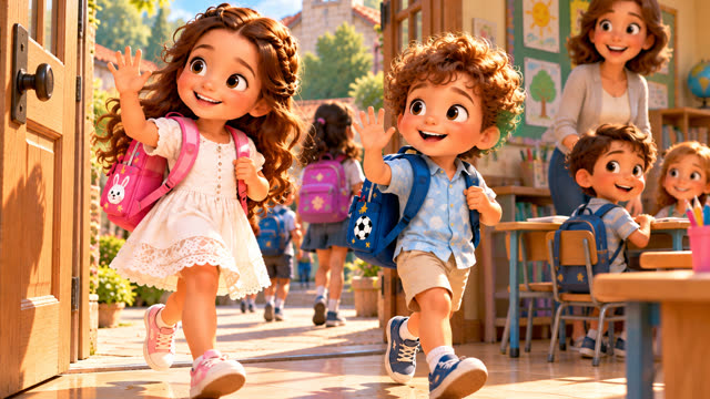 Scene 2 - La rentrée à l'école avec Sia et  Santi