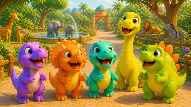 Scene 3 - Five Little Dinos at the Zoo