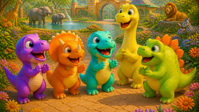 Scene 5 - Five Little Dinos at the Zoo
