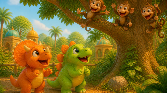 Scene 10 - Five Little Dinos at the Zoo