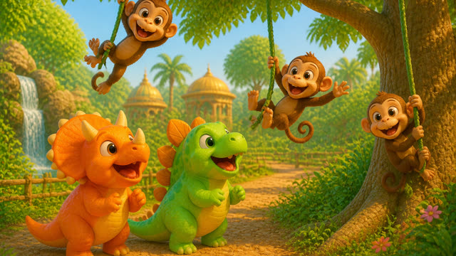 Scene 12 - Five Little Dinos at the Zoo