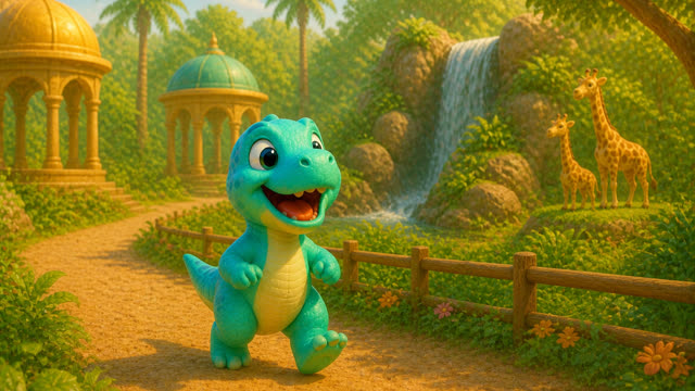 Scene 15 - Five Little Dinos at the Zoo