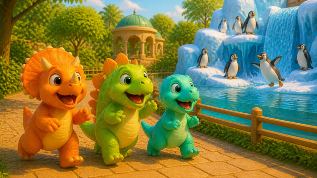 Scene 22 - Five Little Dinos at the Zoo