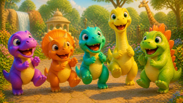 Scene 25 - Five Little Dinos at the Zoo