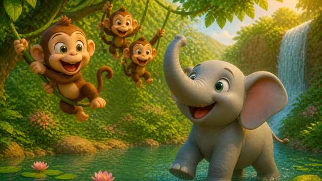 Scene 34 - Five Little Dinos at the Zoo