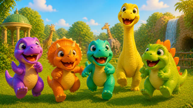 Scene 37 - Five Little Dinos at the Zoo