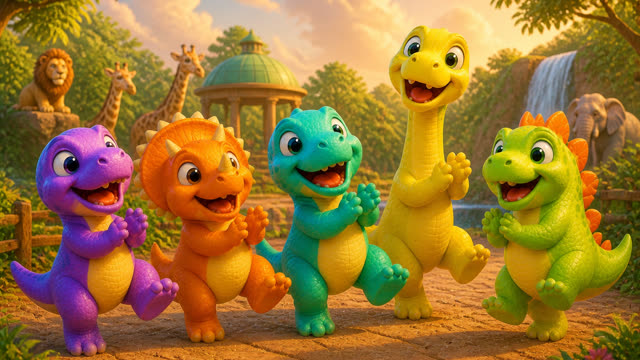 Scene 39 - Five Little Dinos at the Zoo