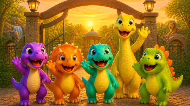 Scene 40 - Five Little Dinos at the Zoo