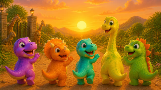 Scene 41 - Five Little Dinos at the Zoo