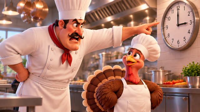 Scene 5 - The Turkey Chef's First Big Cooking Challenge!
