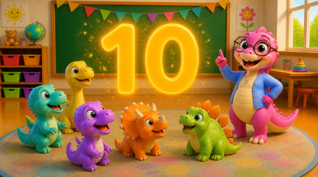Scene 26 - Five Little Dinos Learn to Count | Numbers 1–10