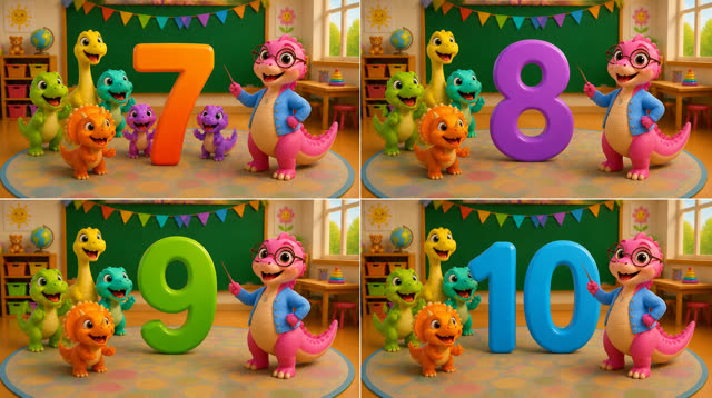 Scene 32 - Five Little Dinos Learn to Count | Numbers 1–10